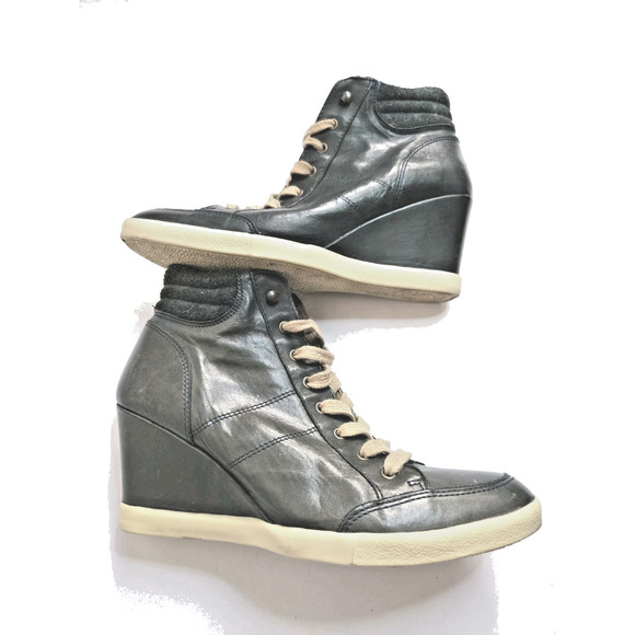 Miz Mooz "Angie" Wedge Ankle Lace Booties Leather Size 40/US 9.5-10 Jade Green - Picture 1 of 14